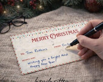 Vale de regalo de Navidad editable, certificado de Papá Noel escrito a mano (PDF)