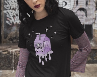 Pastel Goth Bat Shirt, Cute Kawaii Bat Milkshake Shirt, Yami Kawaii Bat Shirt, Occult Shirr Gift, Pastel Goth Lover Gift