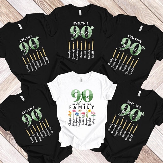 90th Birthday Shirt, 90th Matching Group T-shirts, Family Party