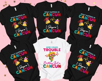 Cute Cancun Birthday Shirt, Cancun Birthday Top, Cancun Party T-shirt, Cancun Birthday Gift, Gift Cancun Vacay