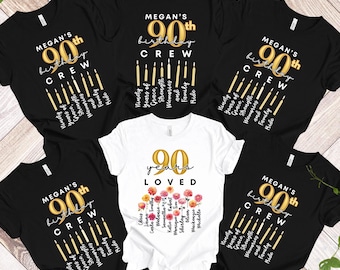 90th Birthday Shirt, Custom 90 Birthday Shirts, 90th Birthday Party, 90th Birthday Gift for Women