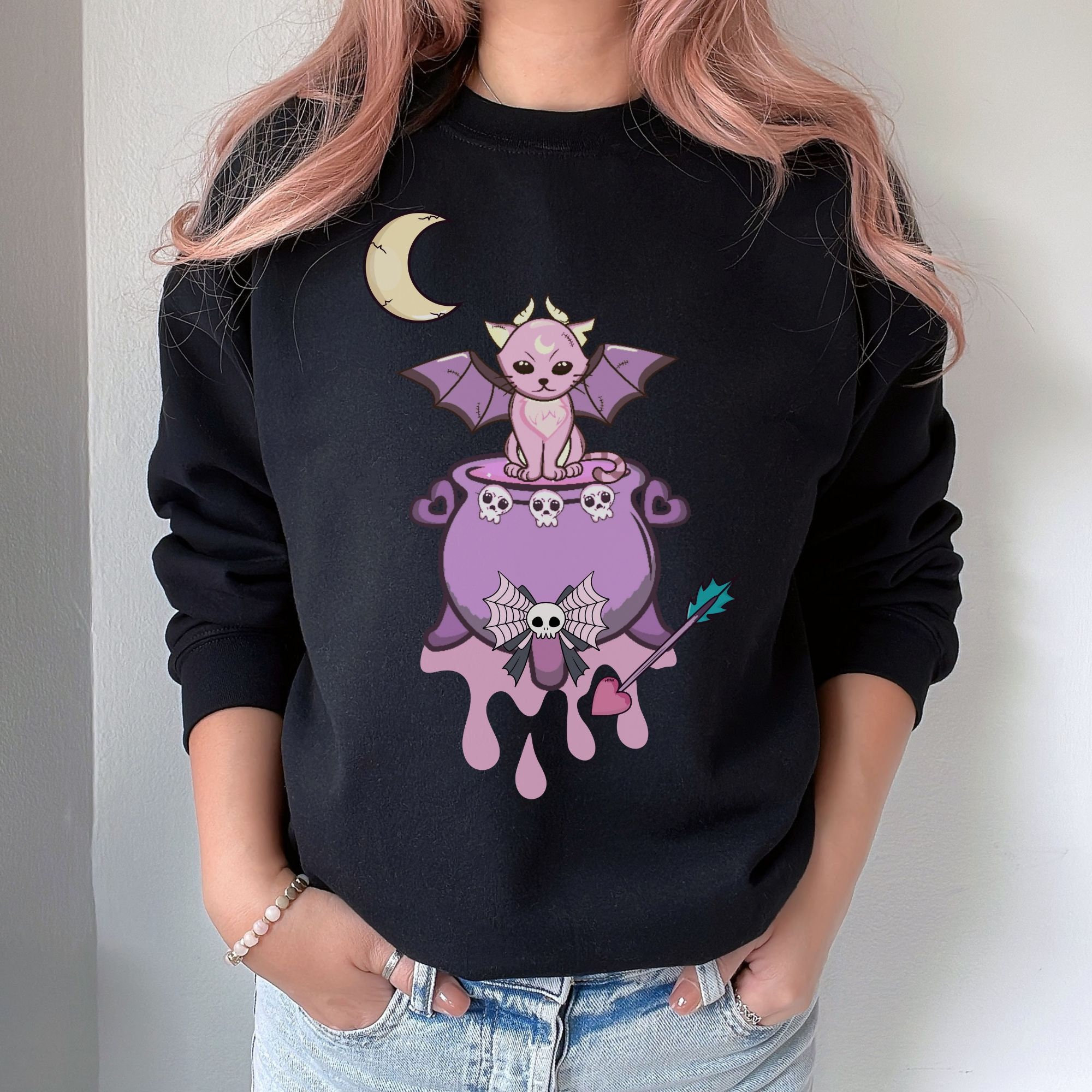 Steampunk Pastel Goth Yami Kawaii Anime Girl Creepy Menhera Tie-Dye Long  Sleeve Shirt