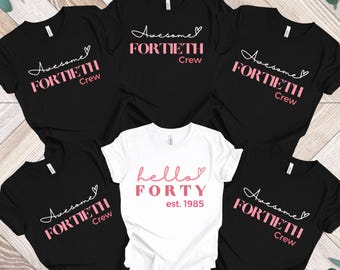Minimalist 40th Birthday Shirt: Matching Group T-shirt, Party Crew Tee, 40 Birthday Gift