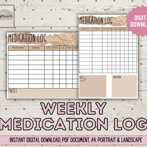 Weekly Medication Tracker, Medication List, Medication Tracker, Meds, Important, Digital Product, Instant Download, Digital Download, 2022