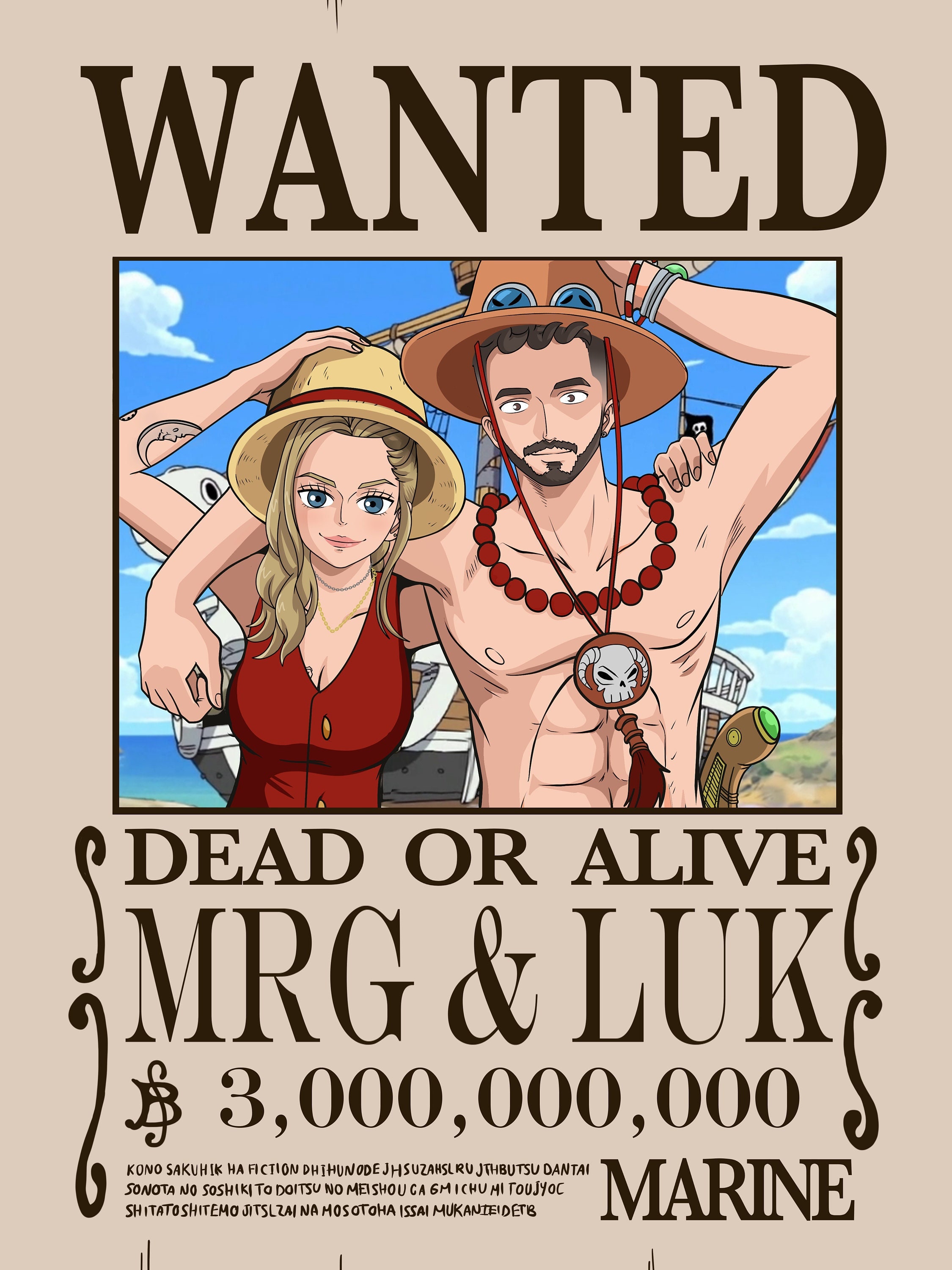 Custom One Piece Wanted Poster from photo  Custom Pirate Wanted Poster -  Utoon Custom Portraits From Photos