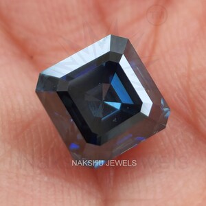 Certified 3.00 CT Deep Blue Color Fancy Asscher Cut Loose Moissanite Stones For Rings, Earrings, Pendants, Jewelry Making (Wholesale Price)