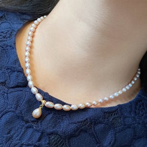 24k Gold Plated Freshwater Pink Purple Pearls Dangle Drop Necklace Gift For Her Birthday Gift Wedding Anniversary gift