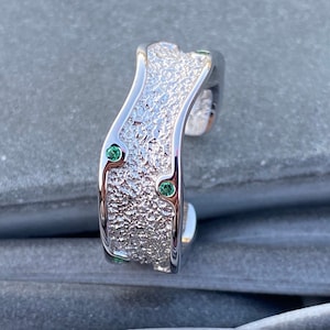 Silver 925 Sterling silver green zircon stone open adjustable ring with gift box Ring for men and women