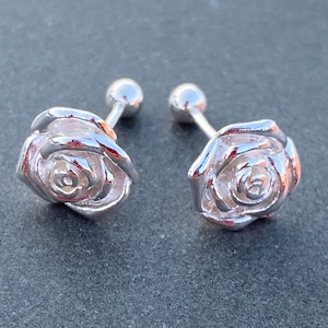 Sterling Silver s925 Rose Flower Studs Earrings With Gift Box Teacher Gift Christmas gift Birthday Gift For Her