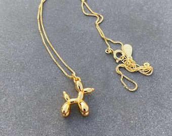 Animal Gold Plated Sterling Silver s 925 Balloon Dog Puppy Pendant Necklace with gift box wedding birthday mother&#39;s day gift for her friend