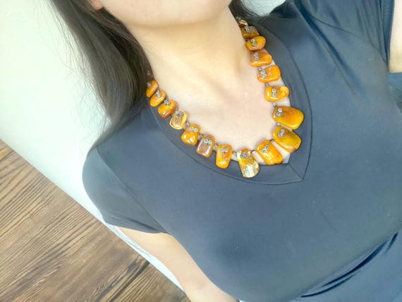 Authentic Antique Collar Statement Baltic Yellow … - image 7