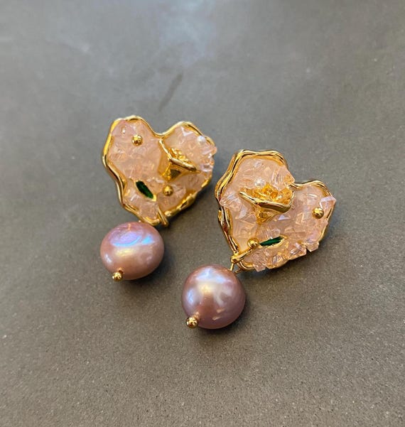 Bracelet En Or Boucles D'oreilles Clous En Or 18K Avec émeraudes Naturelles - Cadeau Luxe - 12x7 Mm Boucles D'oreilles Or 18k émeraude