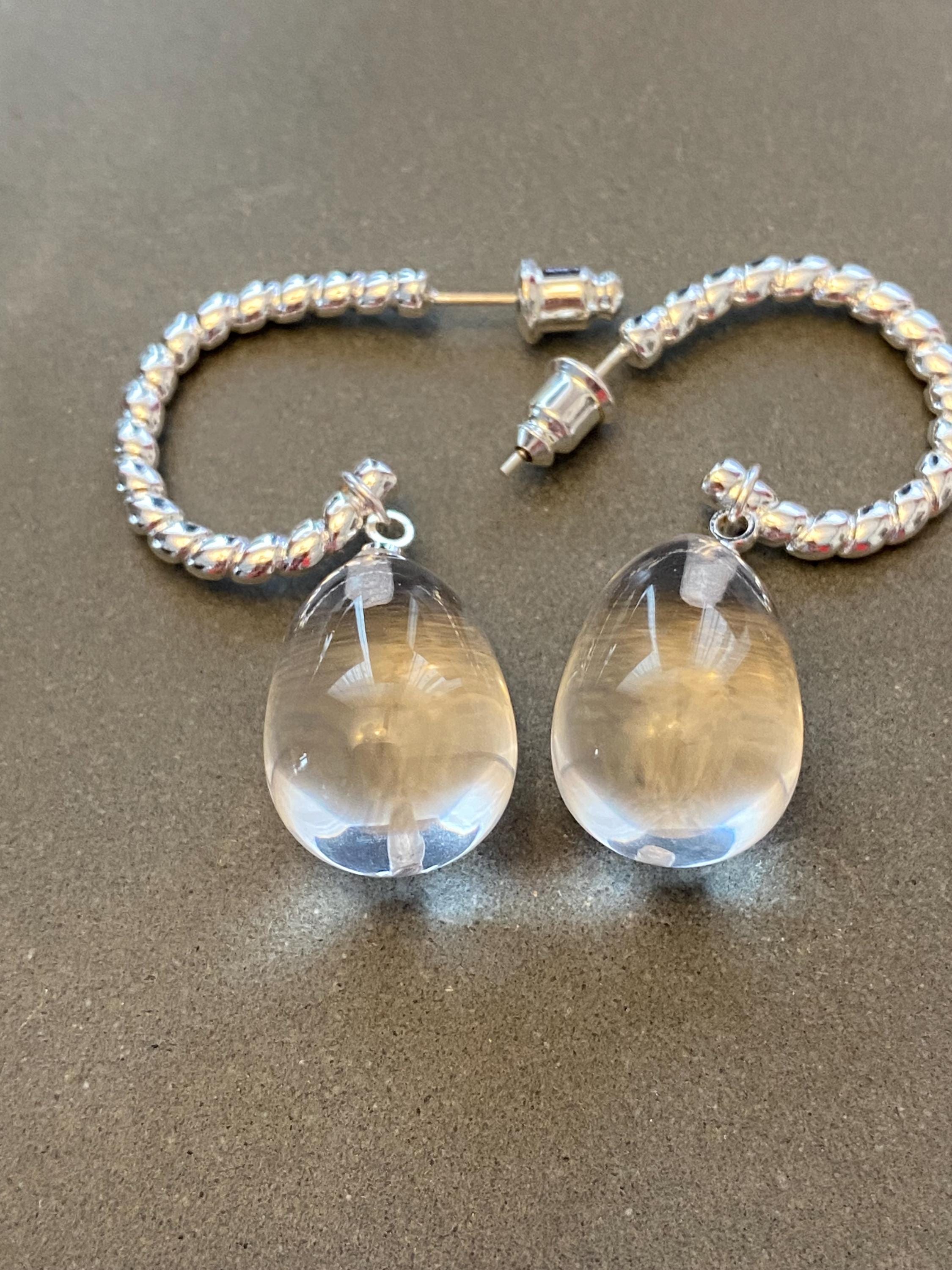 Orecchini Pendenti A Goccia In Argento Con Cristallo AB Trasparente – Chiusura Leverback, Bad Apple Designs