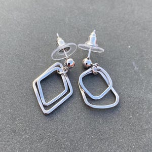 Sterling Silver 925 Geometric Unsymmetrical Earrings Dangle With Gift Box Christmas Birthday for her mother daughter girlfriend Minimalist