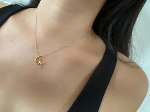 Bellitia Collana Con Ciondolo Gatto In Pietra Di Luna - Argento Sterling 925 Placcato Oro Rosa, Regalo San Valentino