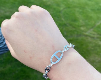 アクセサリー MEXICO MADE SILVER925 PIG NOSE BRACELET Sterling Silver S925 Pig Nose Shaped Link Silver Bracelet With
