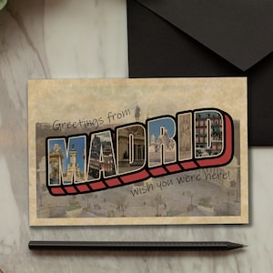 Vintage Postcard - MADRID , Printable Postcard, Digital Postcards, Digital Download, Instant Download
