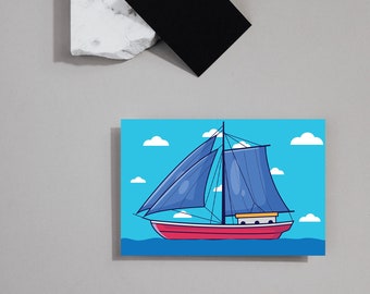 Summer Postcard - Boat, Printable Postcard, Digital Postcards, Digital Download, Instant Download