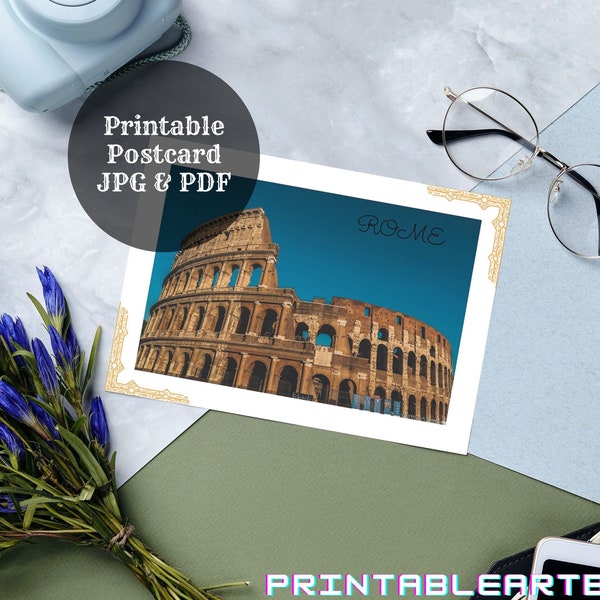 Rome Postcard, Italy Postcard, Printable Postcard, Digital Download, Instant Download