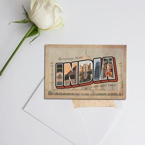 Vintage Postcard - India, Printable Postcard, Digital Postcards, Digital Download, Instant Download