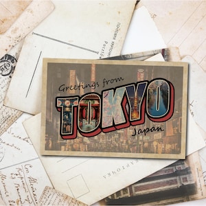 Vintage Postcard - Tokyo, Printable Postcard, Digital Postcards, Digital Download, Instant Download