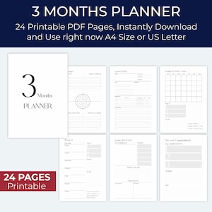 3-Month Goal Planner: Weekly & Monthly Pages with Motivational Quotes