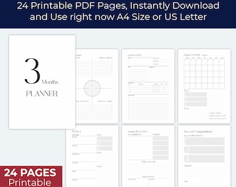 3-Month Goal Planner: Weekly & Monthly Pages with Motivational Quotes