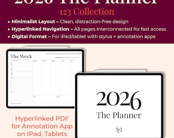 2026 Digital Weekly Planner: Landscape PDF, Hyperlinked for iPad (Goodnotes, Xodo, Noteshelf), Collection 123