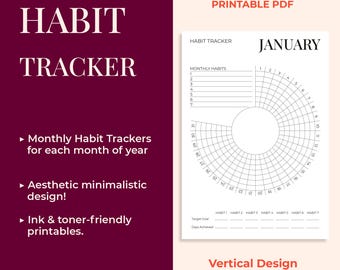 Monthly Habit Tracker Printable: Circle Design, A4/US Letter (PDF)