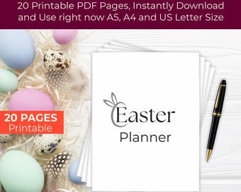 Eleganter Osterplaner: Druckbares PDF, A5/A4/US Letter