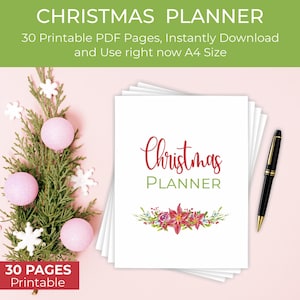 Printable Christmas Planner: Holiday Organizer, A4 Size (PDF Download)