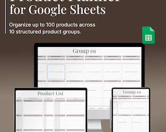 Product Planner Google Sheets Template, Manage 100 Products, Small Business & Etsy Seller Spreadsheet