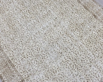 7x10 braun-beige neutraler türkischer Vintage-Teppich, floraler gedämpfter beige-brauner antiker Teppich, neutraler Oushak-Teppich, Boho-Teppich 7,1x9,8 Fuß