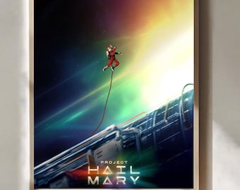 Póster de la película Proyecto Ave María, arte de pared futurista de ciencia ficción espacial para habitación.