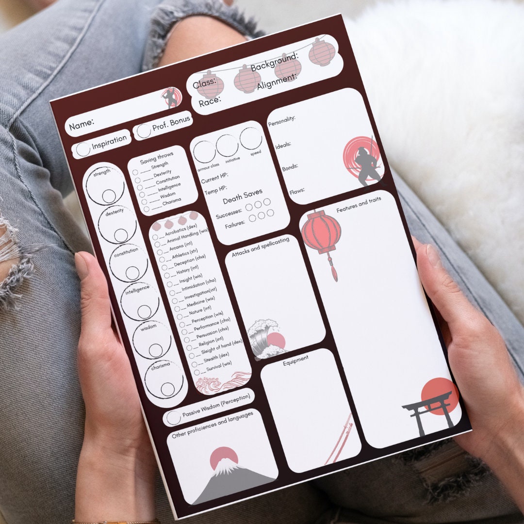 Dungeons and Dragons Downloadable Printable Character Sheet - Samurai ...