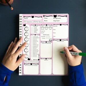 Dungeons and Dragons Printable Character Sheet - Purrfect Cat Design