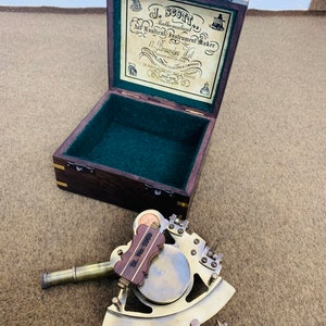 Brass Astrolabe Sextant 5 W/ Wooden Box - Nautical Collection