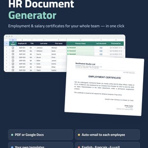HR Document Generator Google Sheets, Employment Certificate & Salary Certificate Template, Mail Merge PDF, Employee Letters