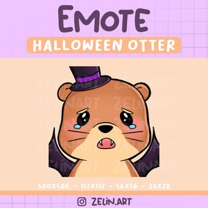 Cute Halloween Otter Sad Bat Emote for Twitch, Discord and YouTube | Streamer Graphics