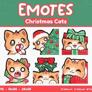 Orange Christmas Cats | Emote Bundle for Twitch, Discord and YouTube | Stream Assets, Cute, Orange