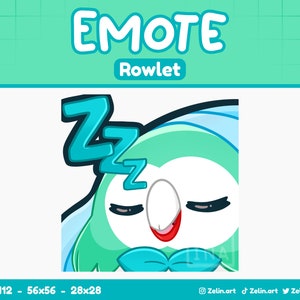 Shiny Rowlet Sleep Tired | Emote for Twitch, Discord and YouTube | Stream Assets, Cute, Green/Blue