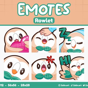 Pacchetto Rowlet/Emote per Twitch, Discord e YouTube/Risorse streaming, carino, marrone/verde
