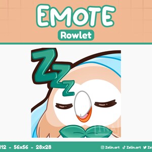 Rowlet Sleep Tired | Emote for Twitch, Discord and YouTube | Stream Assets, Cute, Brown/Green
