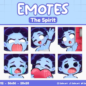 Il pacchetto Spirito/Emote per Twitch, Discord e YouTube/Risorse streaming, carino, blu