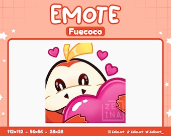 Fuecoco Heart Love | Emote for Twitch, Discord and YouTube | Stream Assets, Cute Red