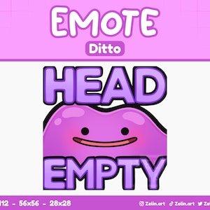 Può includere: Personaggio dei cartoni animati viola con un grande sorriso e il testo "HEAD EMPTY" sopra e sotto. Il personaggio è una macchia viola con una testa rotonda e una piccola bocca. Il testo è in un contorno bianco con un riempimento viola.