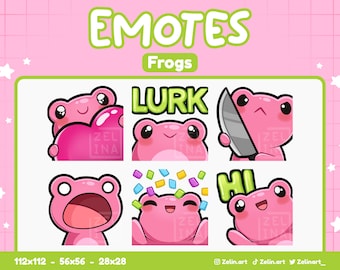 Frogs | Emote Bundle for Twitch, Discord and YouTube | Stream Assets, Cute, Pink