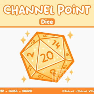 May include: A yellow 20-sided dice with black numbers and a sparkly texture. The dice is on a white background with small yellow stars.