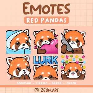 Cute Red Pandas Emote Bundle for Twitch, Discord and YouTube | Streamer Graphics