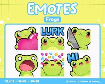 Frogs | Emote Bundle for Twitch, Discord and YouTube | Stream Assets, Cute, Green